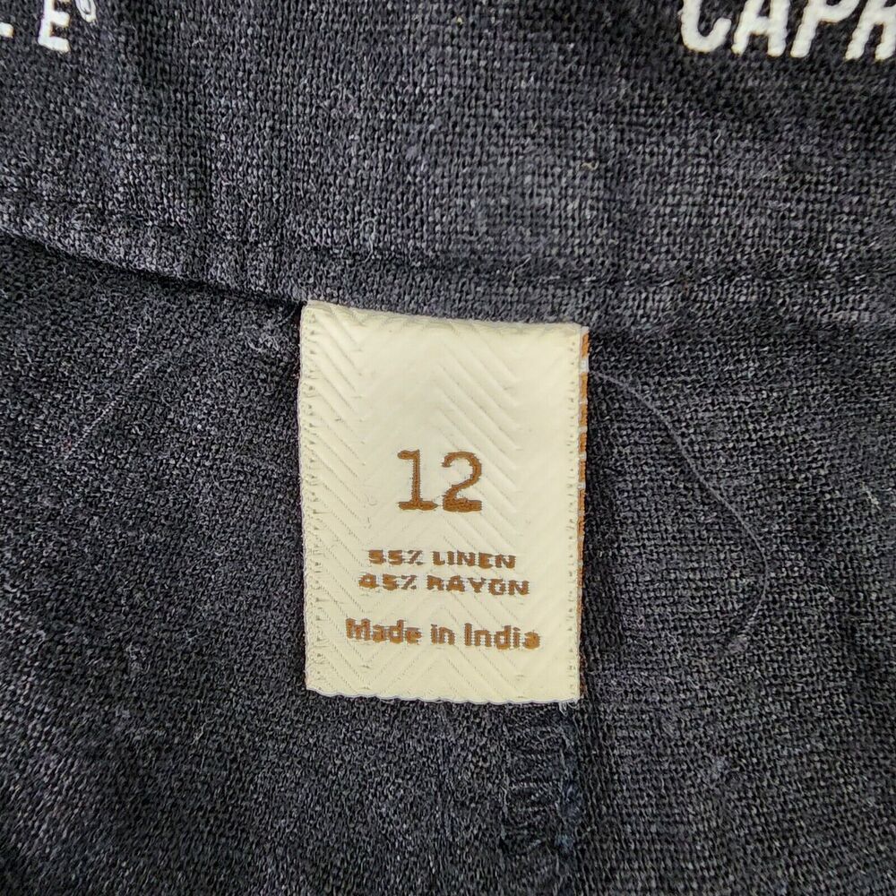 Sonoma Life Style Womens Capri Pants Size 12 Linen Rayon Blend Drawstring Black - Picture 9 of 10